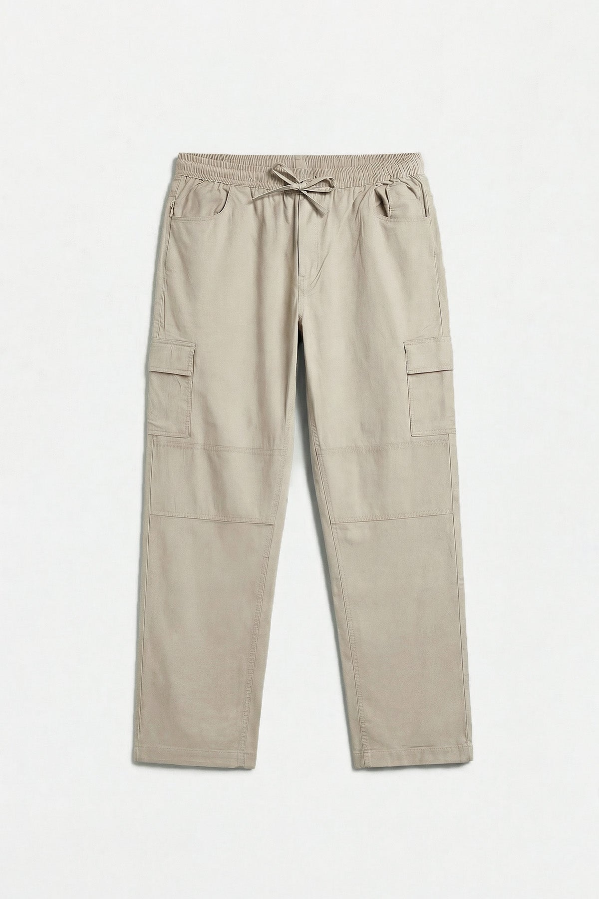 Soft Beige Straight Fit Air Cargo Pants for men in 98% premium cotton, 2% elastane