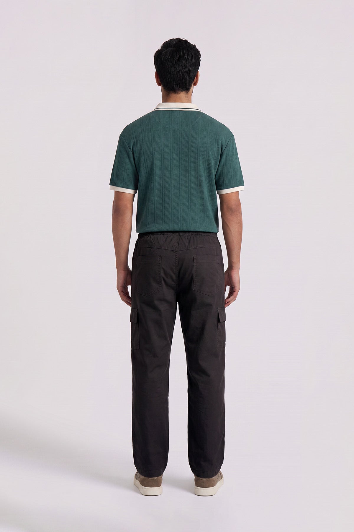 Black Straight Fit Air Cargo Pants for men — back view