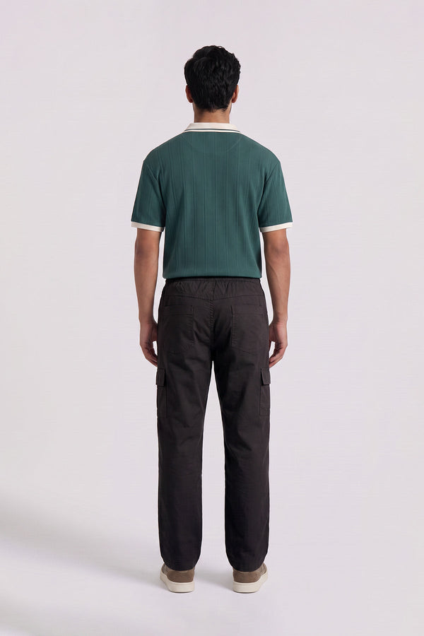 Black Straight Fit Air Cargo Pants for men — back view