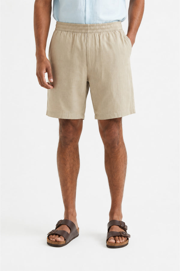 Beige Linen Blend Shorts for men — lightweight and breathable