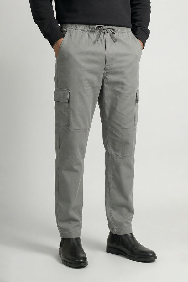 Silver grey Air Cargo Pants for men — regular fit
