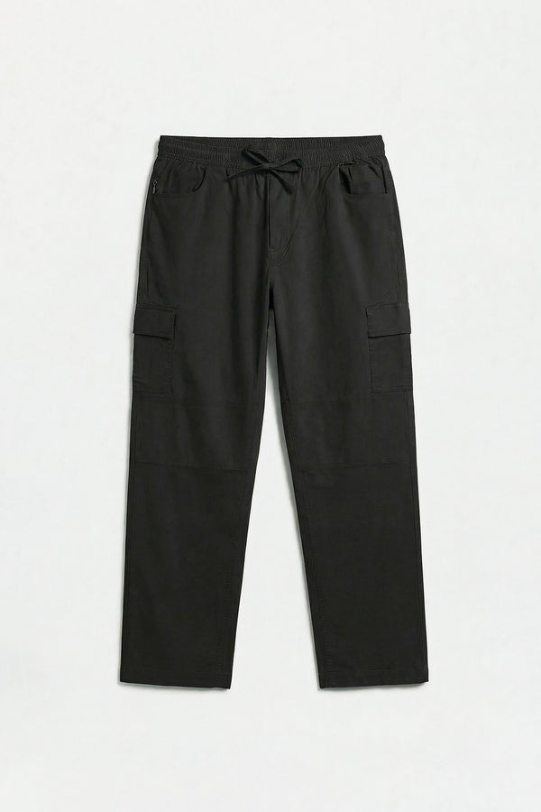 Black Air Cargo Pants for men in 98% premium cotton, 2% elastane