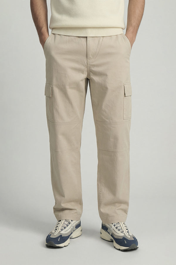 Soft Beige Air Cargo Pants for men — regular fit