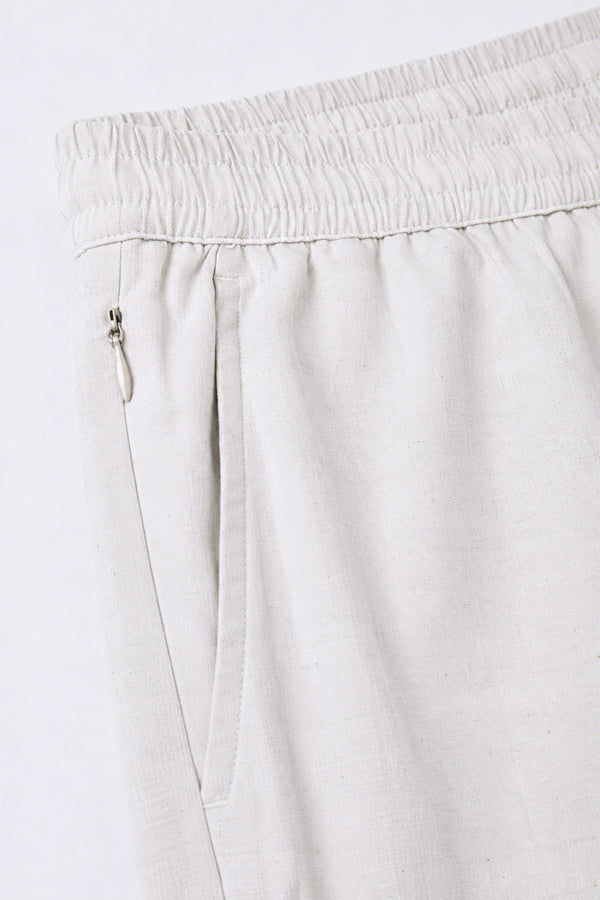 White Linen Blend Shorts for men — regular fit