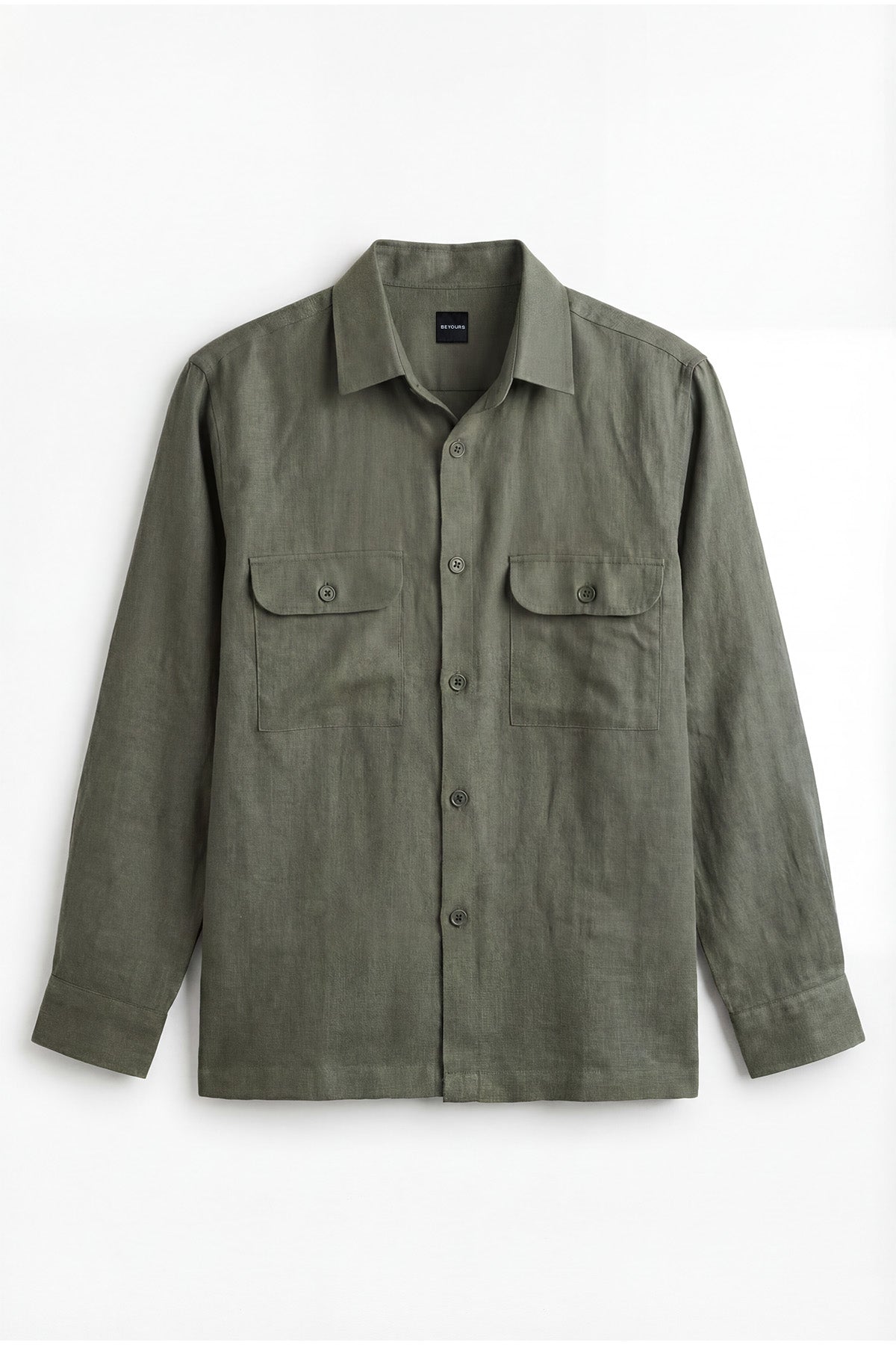 Forest Green Linen Overshirt