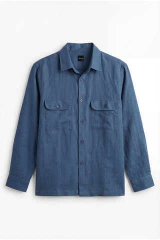 Denim Blue Linen Overshirt