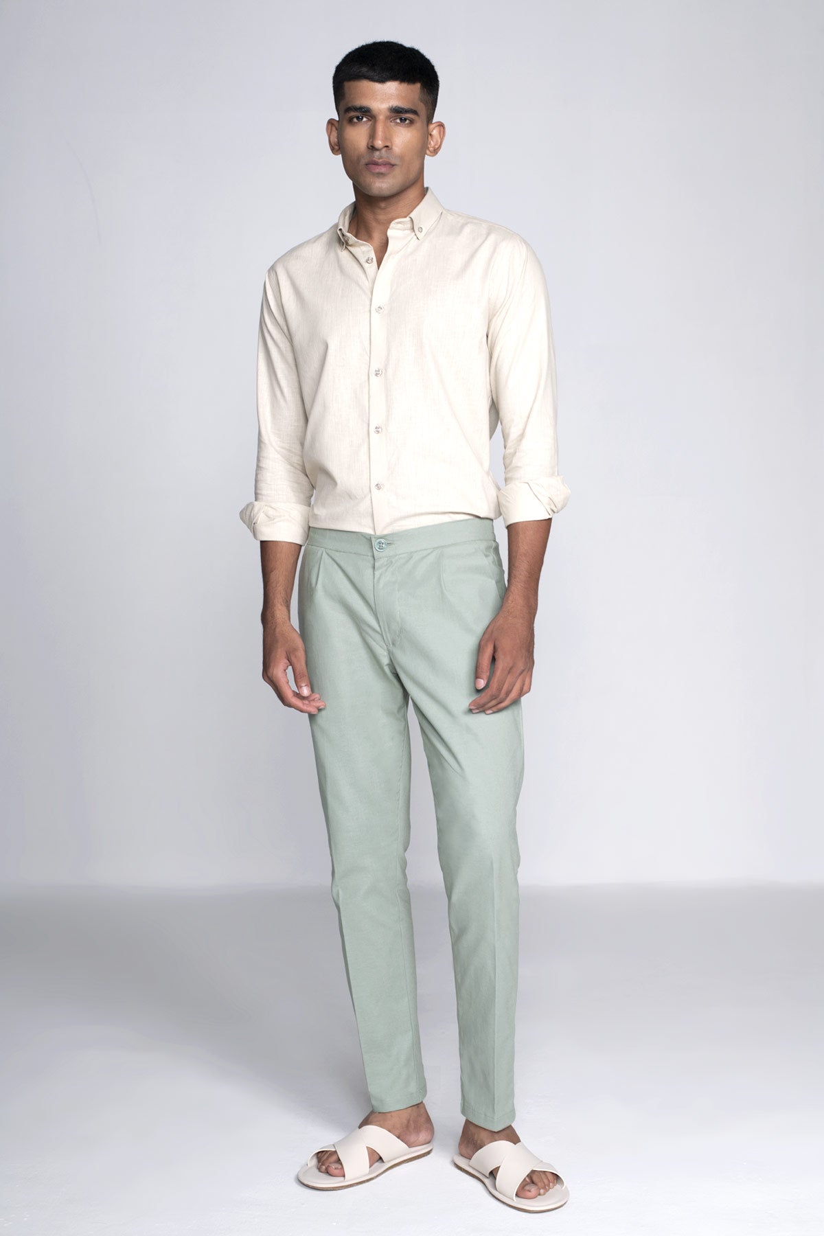 Easy Linen Pista Green Trouser Beyours Essentials Private Limited