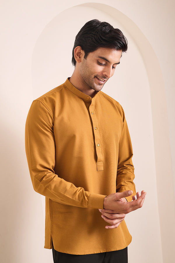 Goldenrod Kurta for men — regular fit with relaxed chest and arms