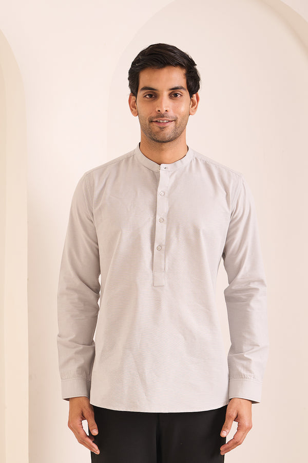 Light Grey Kurta for men — regular fit with relaxed chest and arms