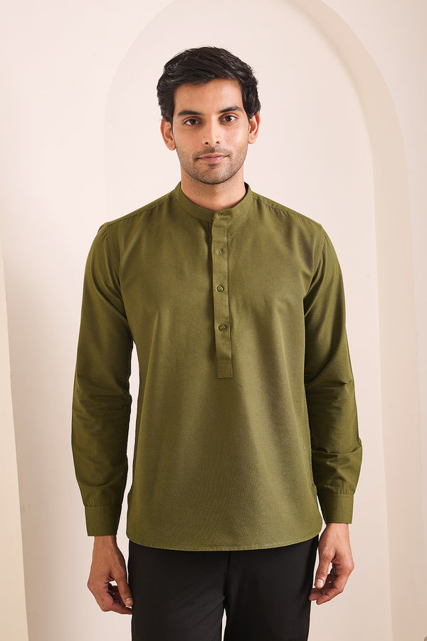 Palm Green Kurta for men — regular fit with relaxed chest and arms