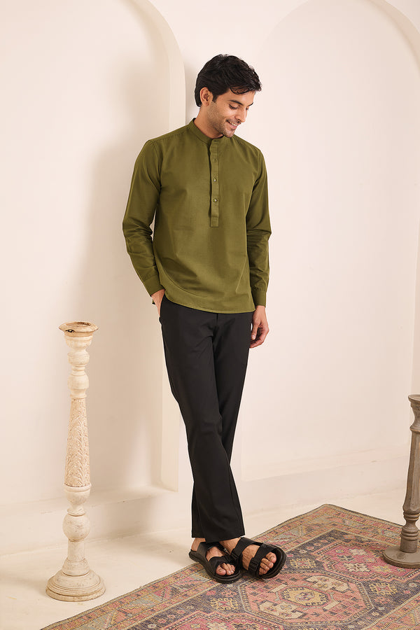 Palm Green Kurta for men — regular fit with relaxed chest and arms