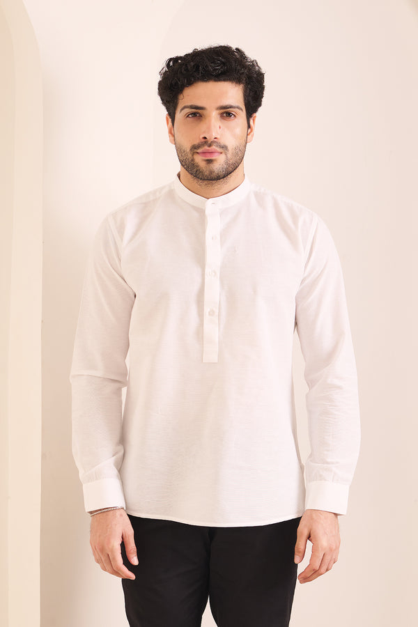 White Kurta for men — regular fit with relaxed chest and arms