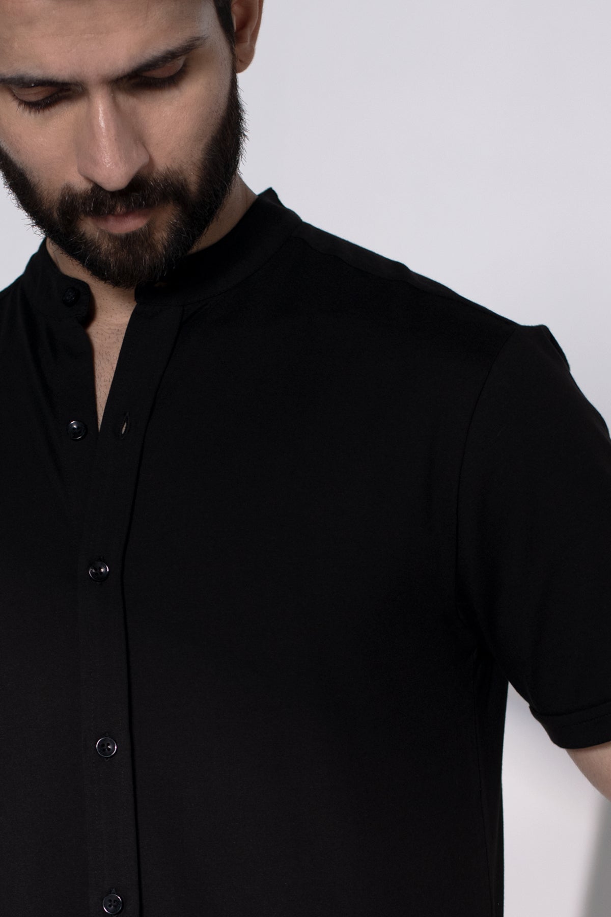 Buy The Pure Black Knit shirt (Half Sleeves) For Men Beyours