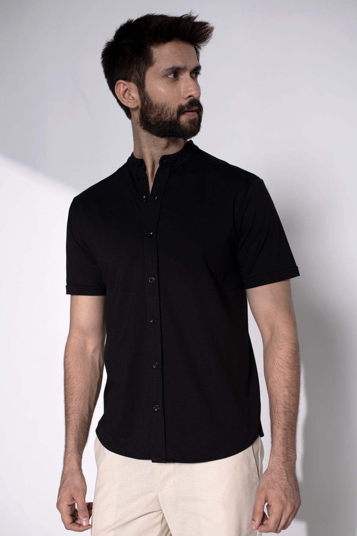 Buy The Pure Black Knit shirt (Half Sleeves) For Men Beyours