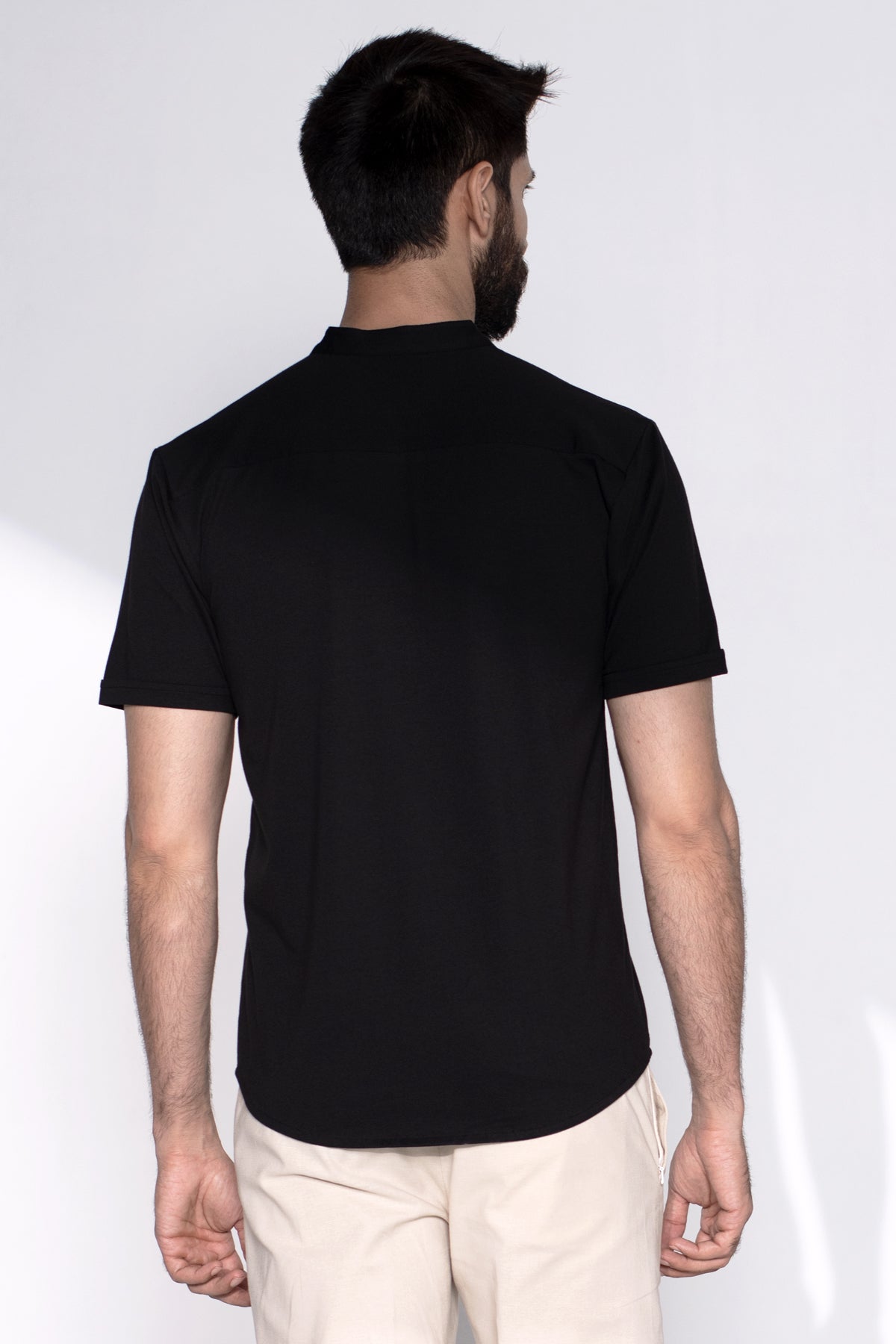 Buy The Pure Black Knit shirt (Half Sleeves) For Men Beyours