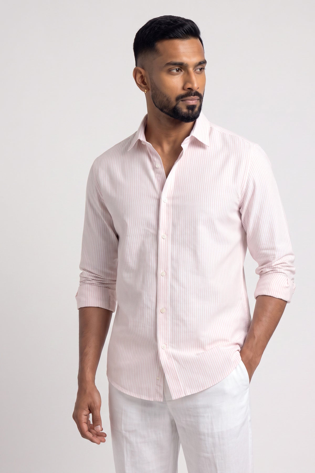 Dusty Rose Oxford Stripe Shirt