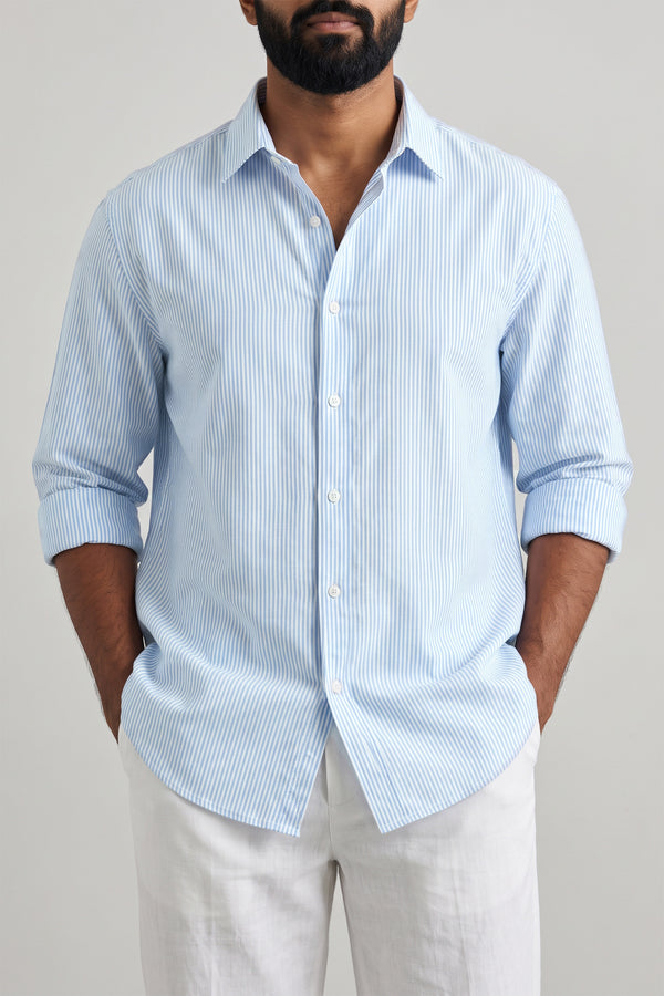 Soft Blue Oxford Stripe Shirt