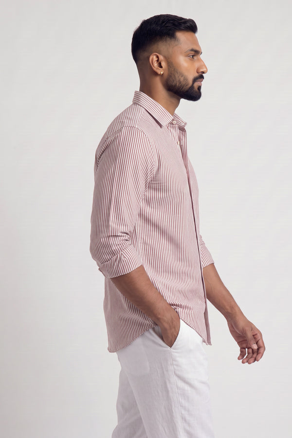 Burgundy Oxford Stripe Shirt