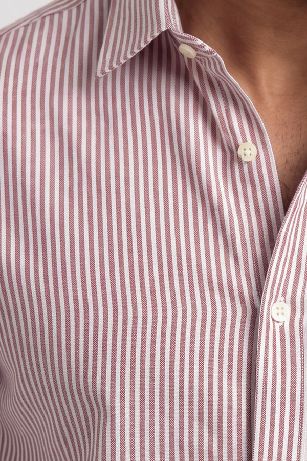 Burgundy Oxford Stripe Shirt