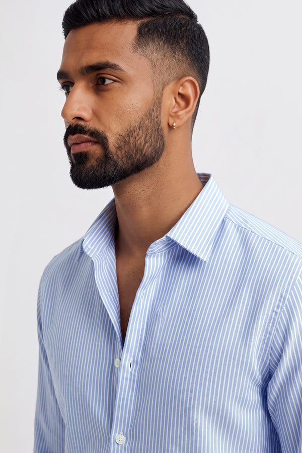 Dusty Blue Oxford Stripe Shirt