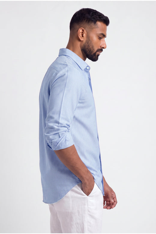 Dusty Blue Oxford Stripe Shirt