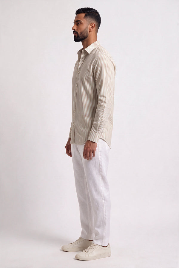 Oat Beige Oxford Stripe Shirt
