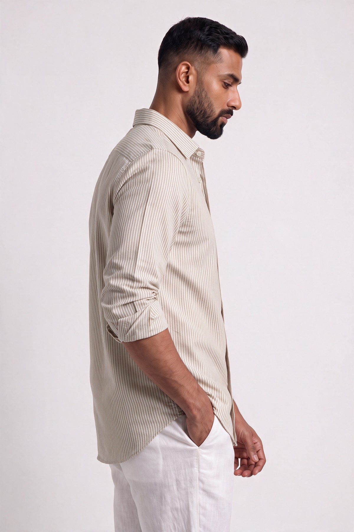 Oat Beige Oxford Stripe Shirt