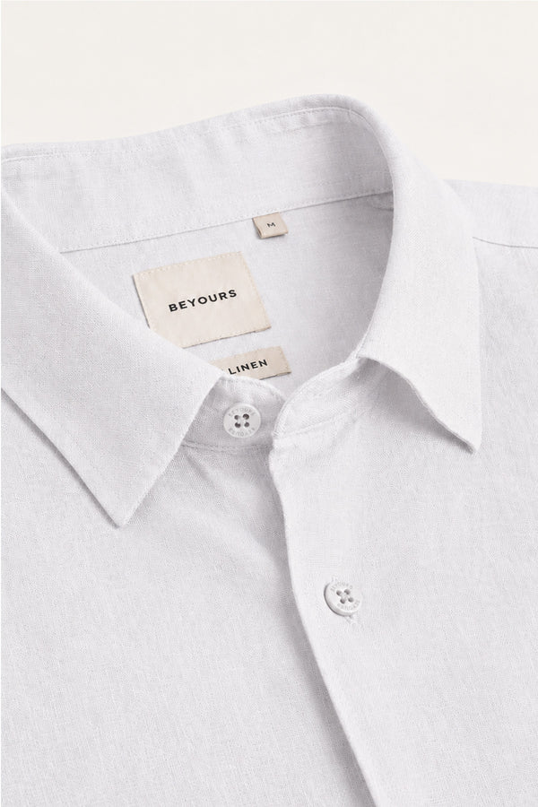 Glacier White Linen Shirt for men in 100% Belgian Linen (60s)