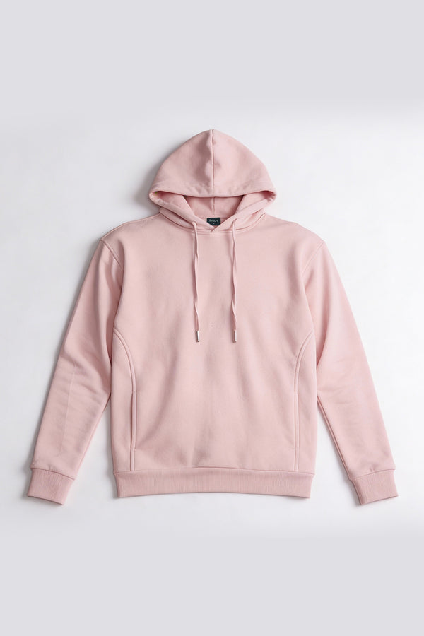Baby Pink Hoodie for men in 100% premium cotton outside, 100% polyester fleece inside