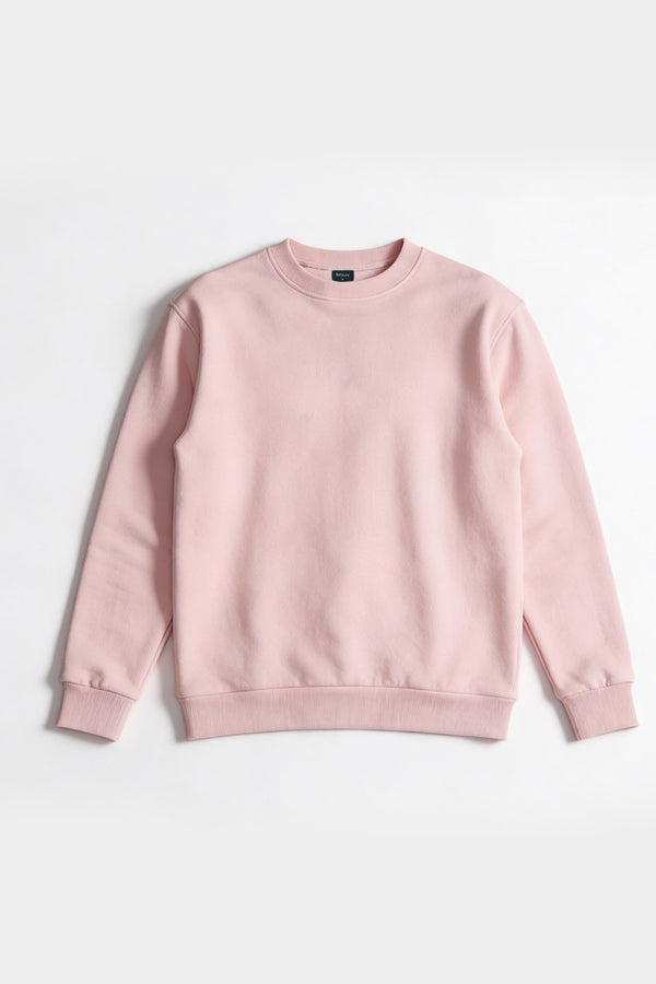 Baby Pink Sweatshirt for men in 100% premium cotton outside, 100% polyester fleece inside