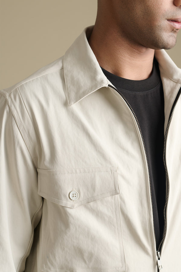 Bisque Utility Overshirt for men — relax fit to layer