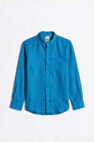 Turkish Blue Linen Shirt