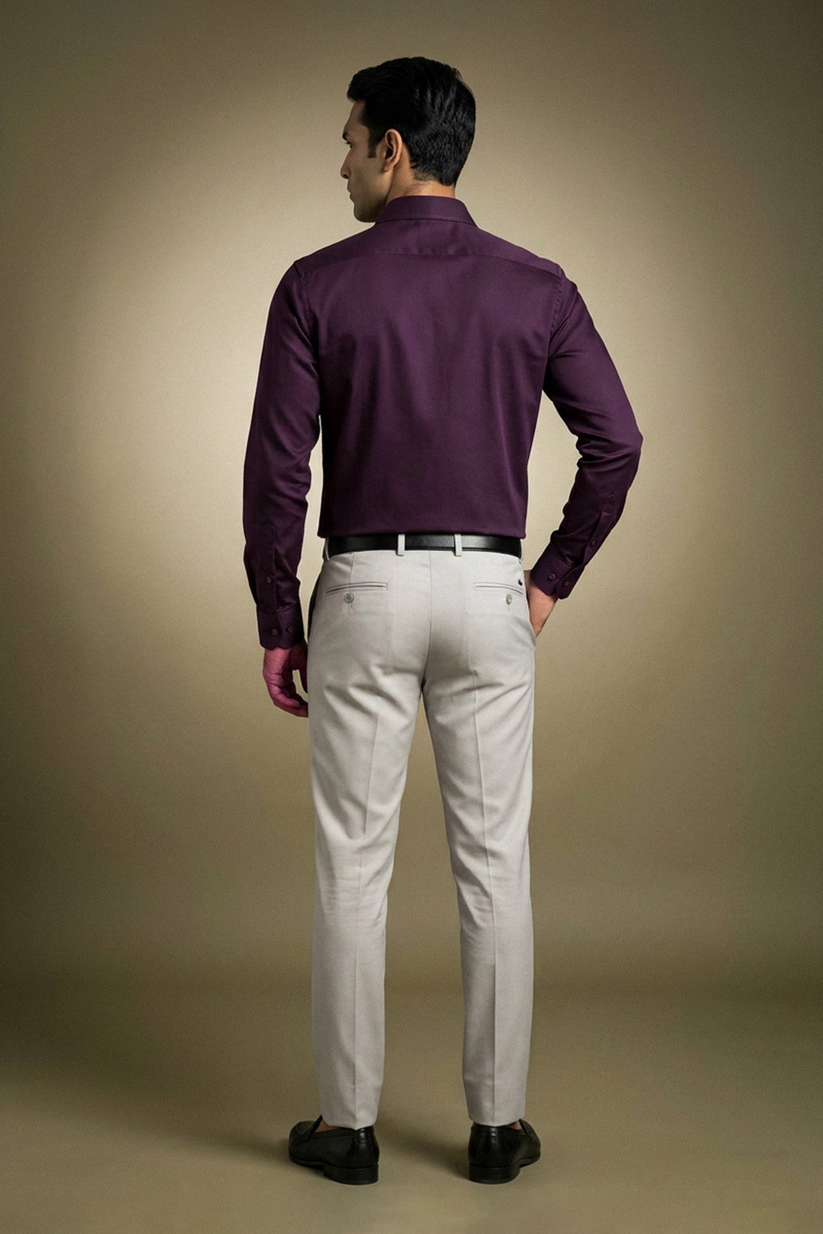 Regal Plum Classic Shirt for men in 100% premium cotton satin