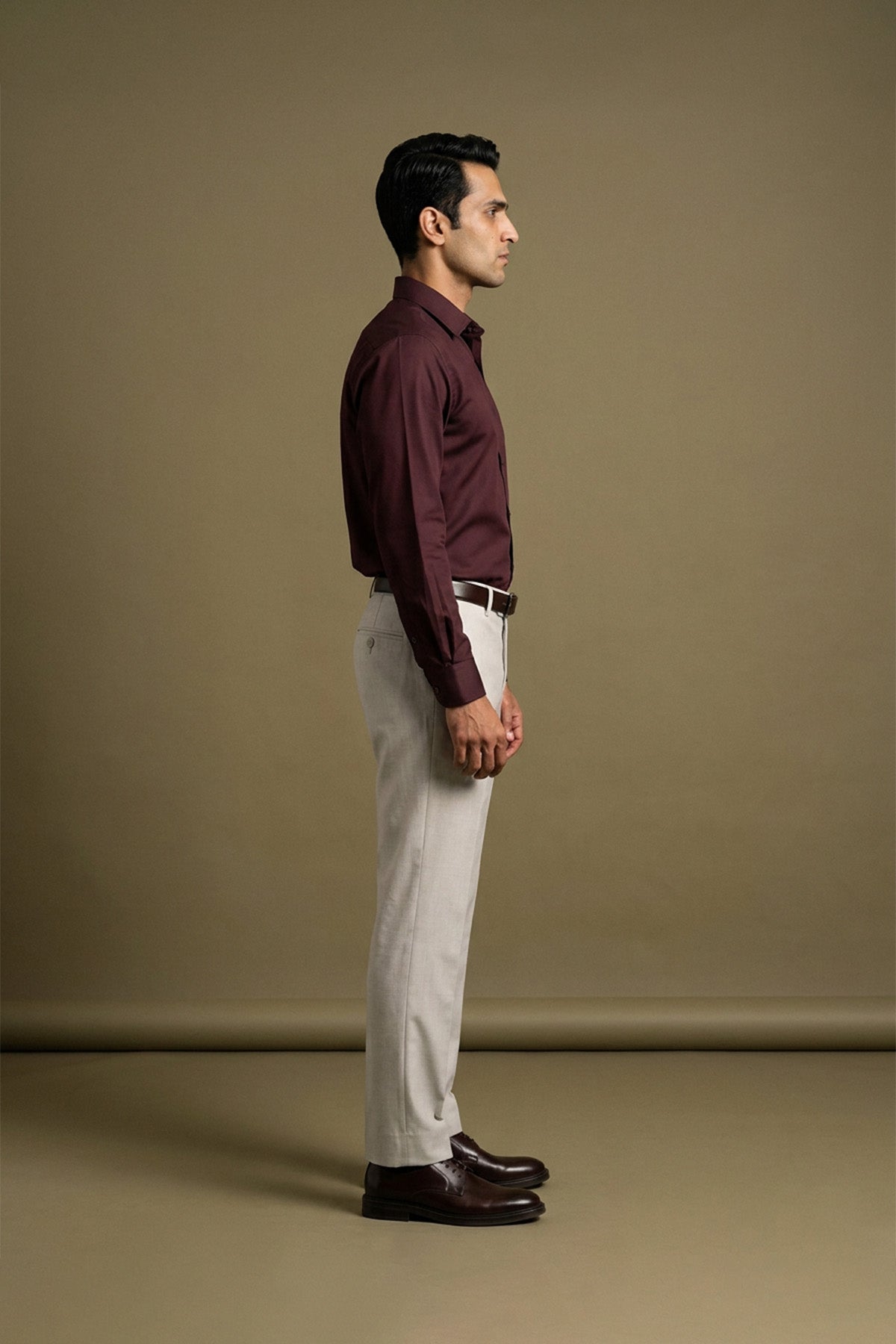 Deep Wine Classic Shirt for men in 100% premium cotton satin