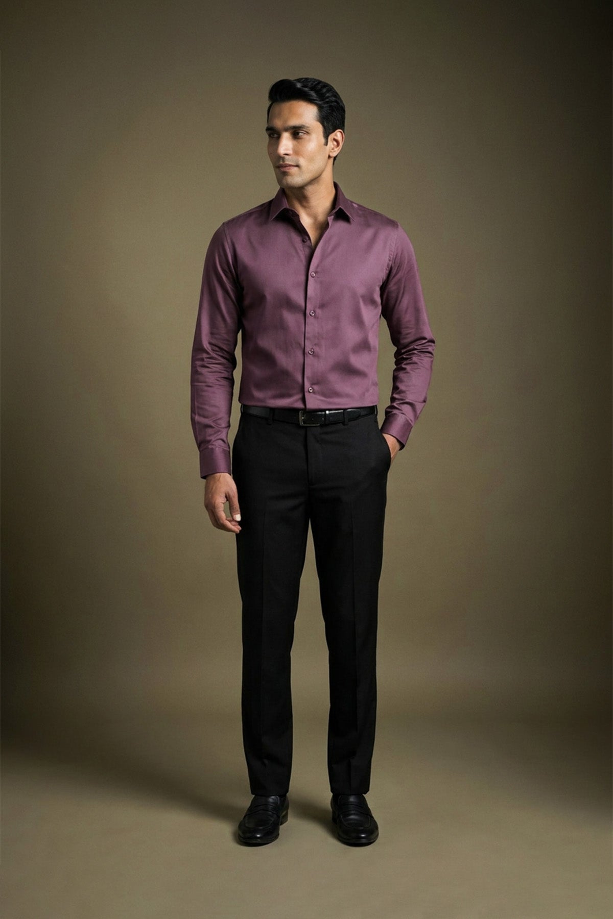 Plum Purple Classic Shirt for men in 100% premium cotton satin