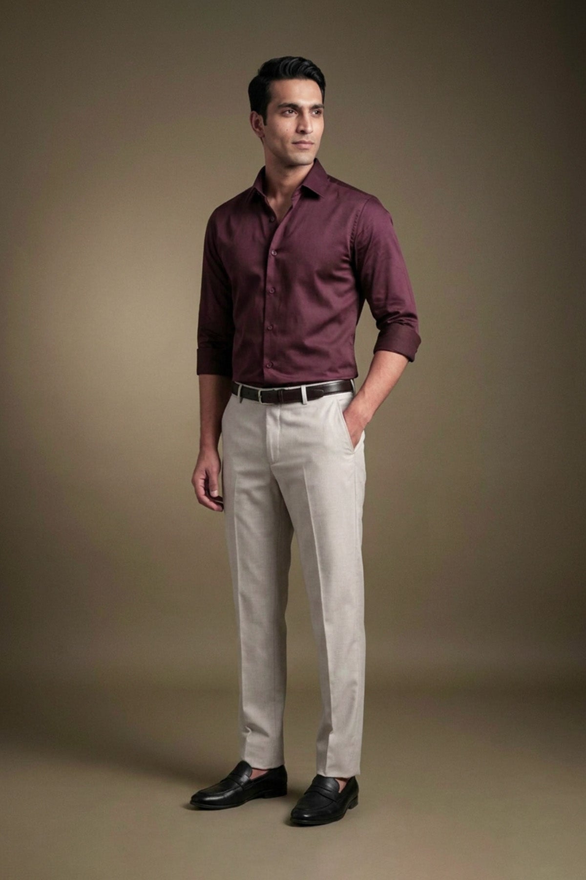 Royal Plum Classic Shirt for men in 100% premium cotton satin