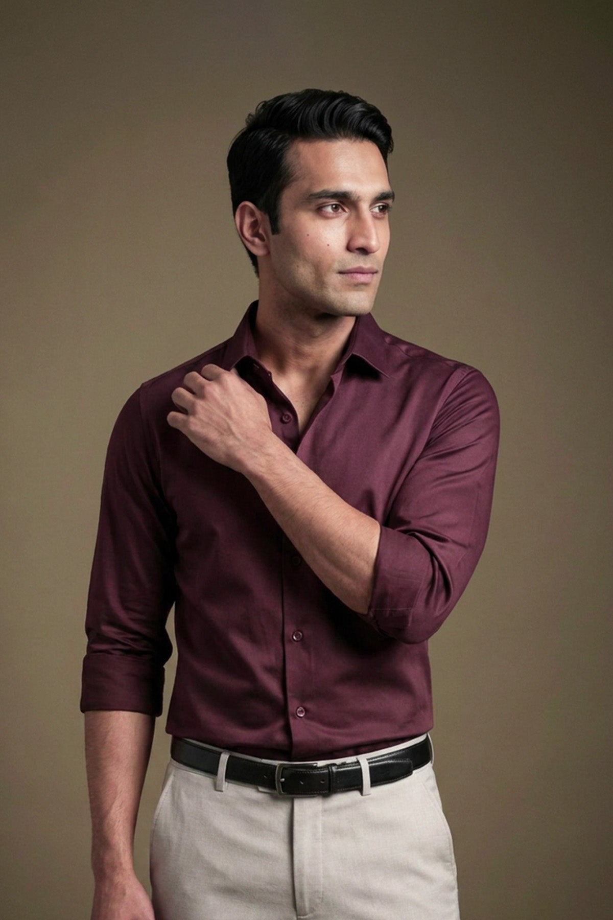 Royal Plum Classic Shirt for men in 100% premium cotton satin