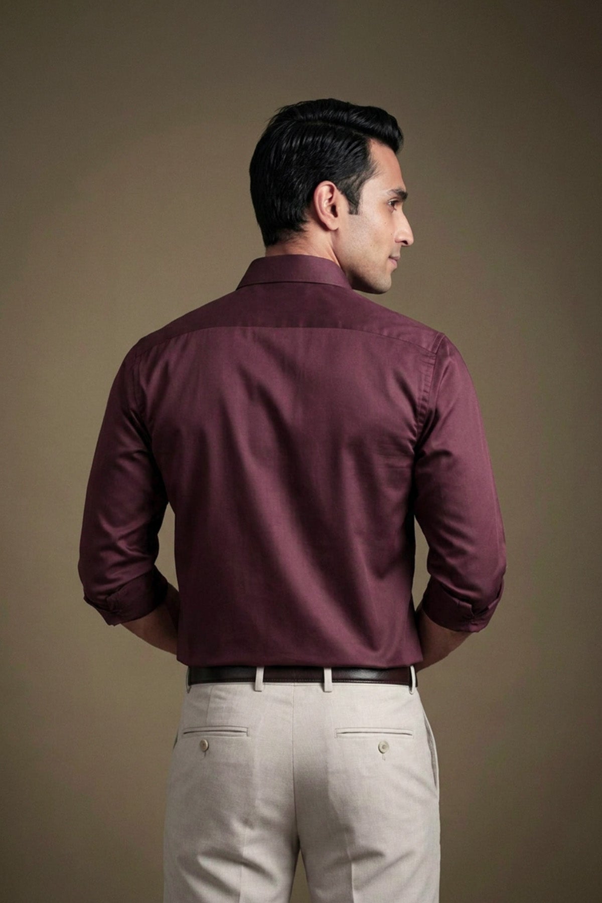 Royal Plum Classic Shirt for men in 100% premium cotton satin