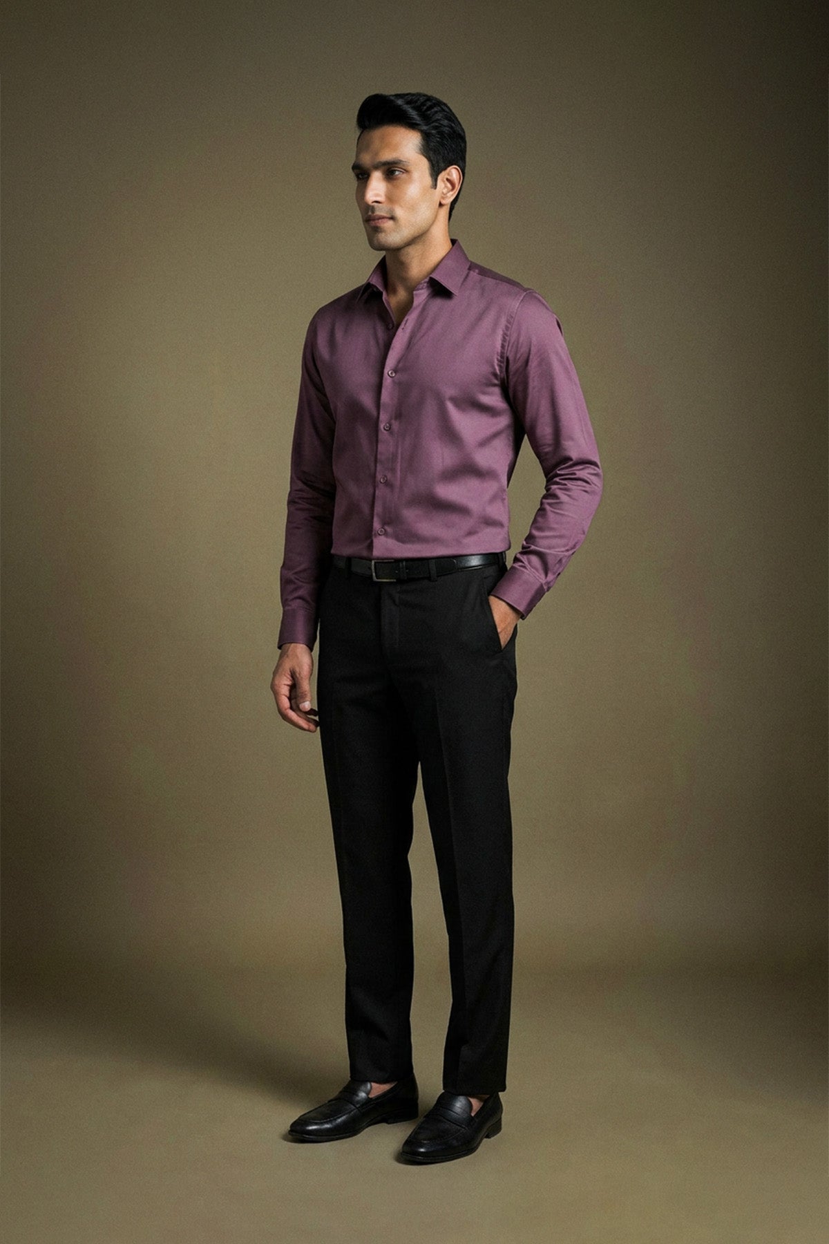 Royal Plum Classic Shirt for men in 100% premium cotton satin