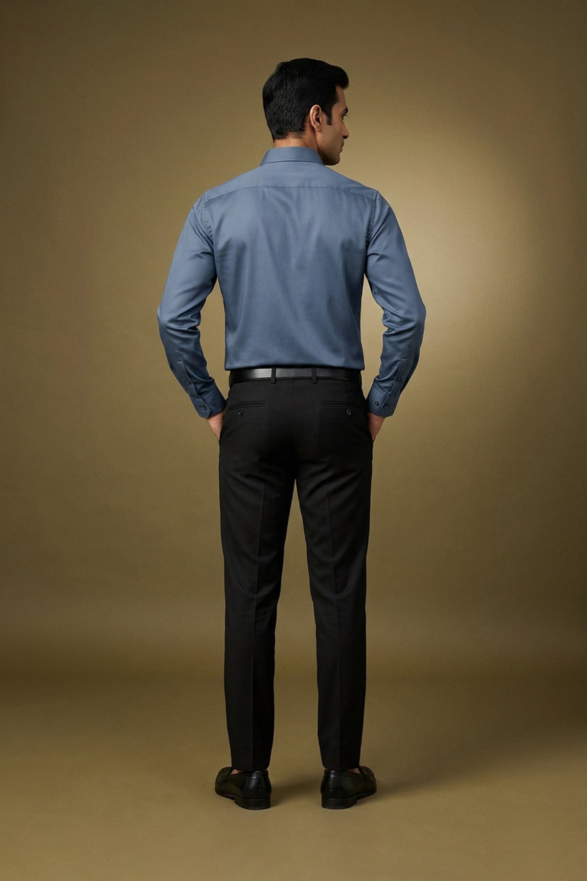 Shadow Blue Classic Shirt for men in 100% premium cotton satin