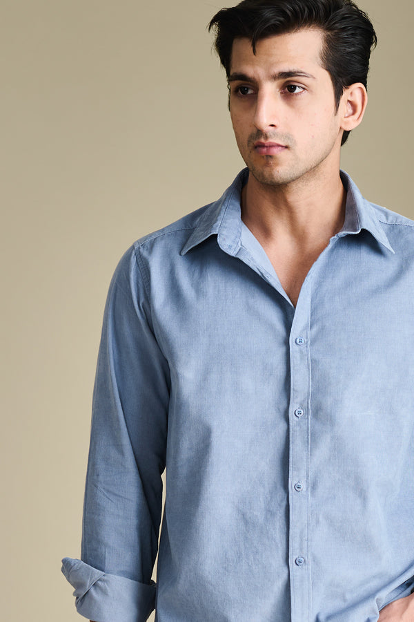Blue Corduroy Shirt for men — breathable and lightweight