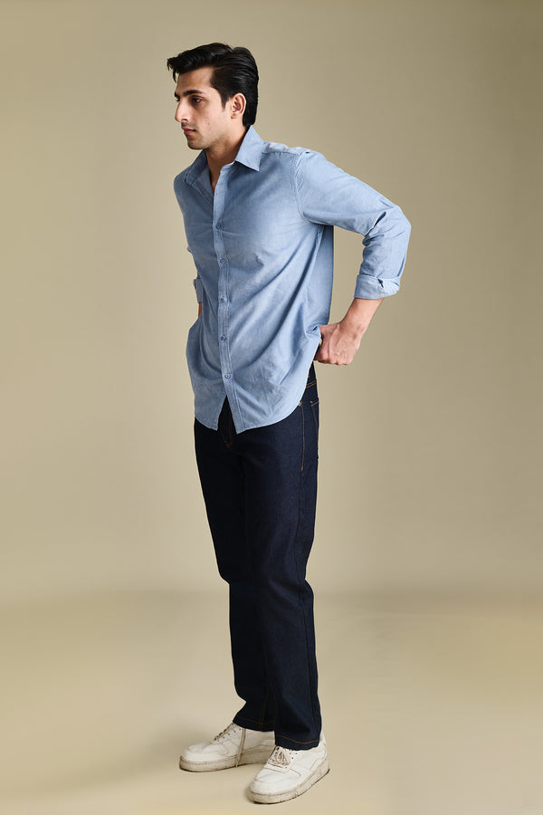 Blue Corduroy Shirt for men — regular fit