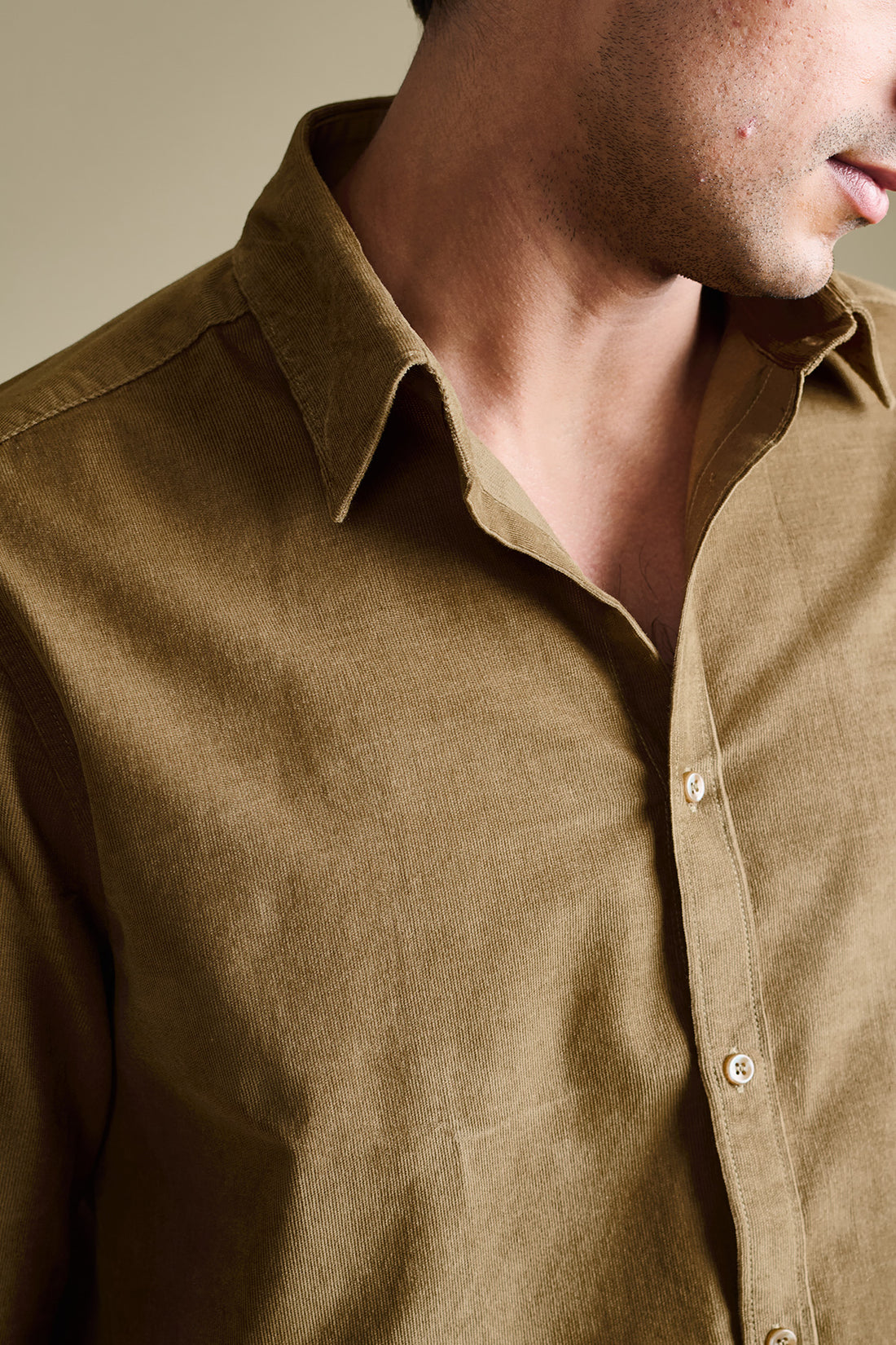 Brumano Ready To Wear Shirts Men 1 Piece Cotton Pecan Brown Corduroy Shirt Exclusive 0-32-023-2068 - Summer Collection main image 1