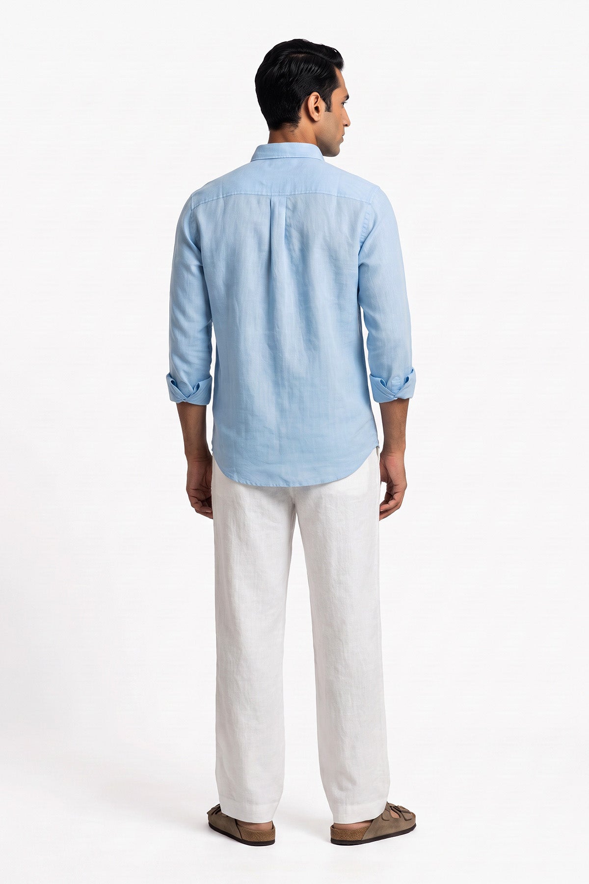 Powder Sky Linen Blend Shirt for men - back view