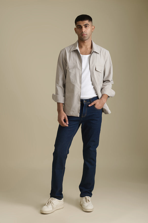 Dark Blue Denim Jeans for men — mid weight and stretchable fabric