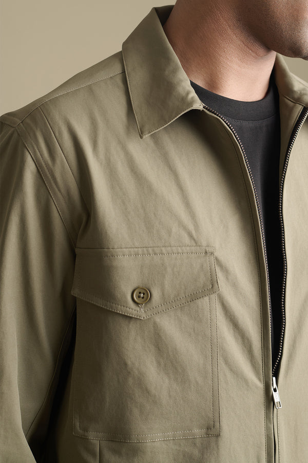 Dark Olive Utility Overshirt for men — relax fit to layer
