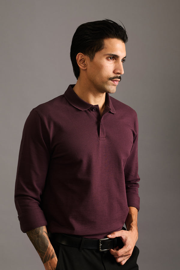 Deep Wine Rare Polo for men in 95% Premium High-IQ cotton, 5% Elastane