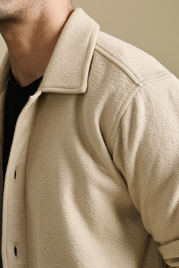 Textured Tan Overshirt for men — midweight fabric with 300 gsm