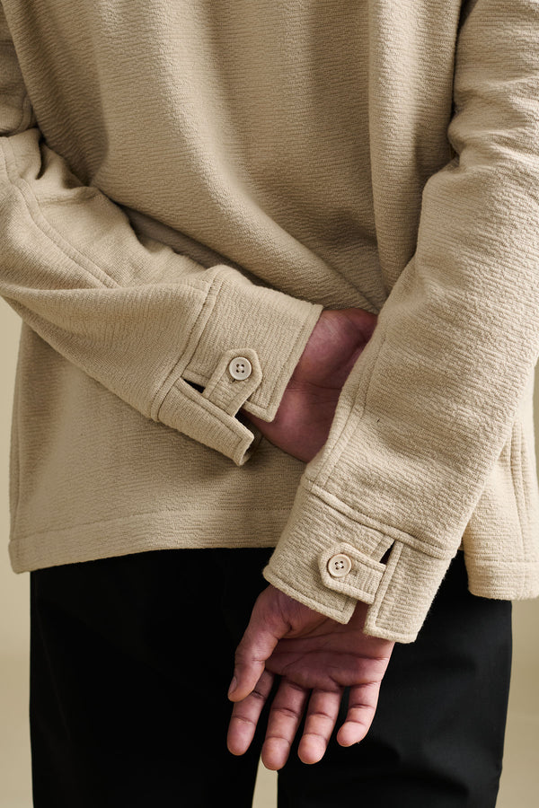 Textured Tan Overshirt for men — relax fit to layer