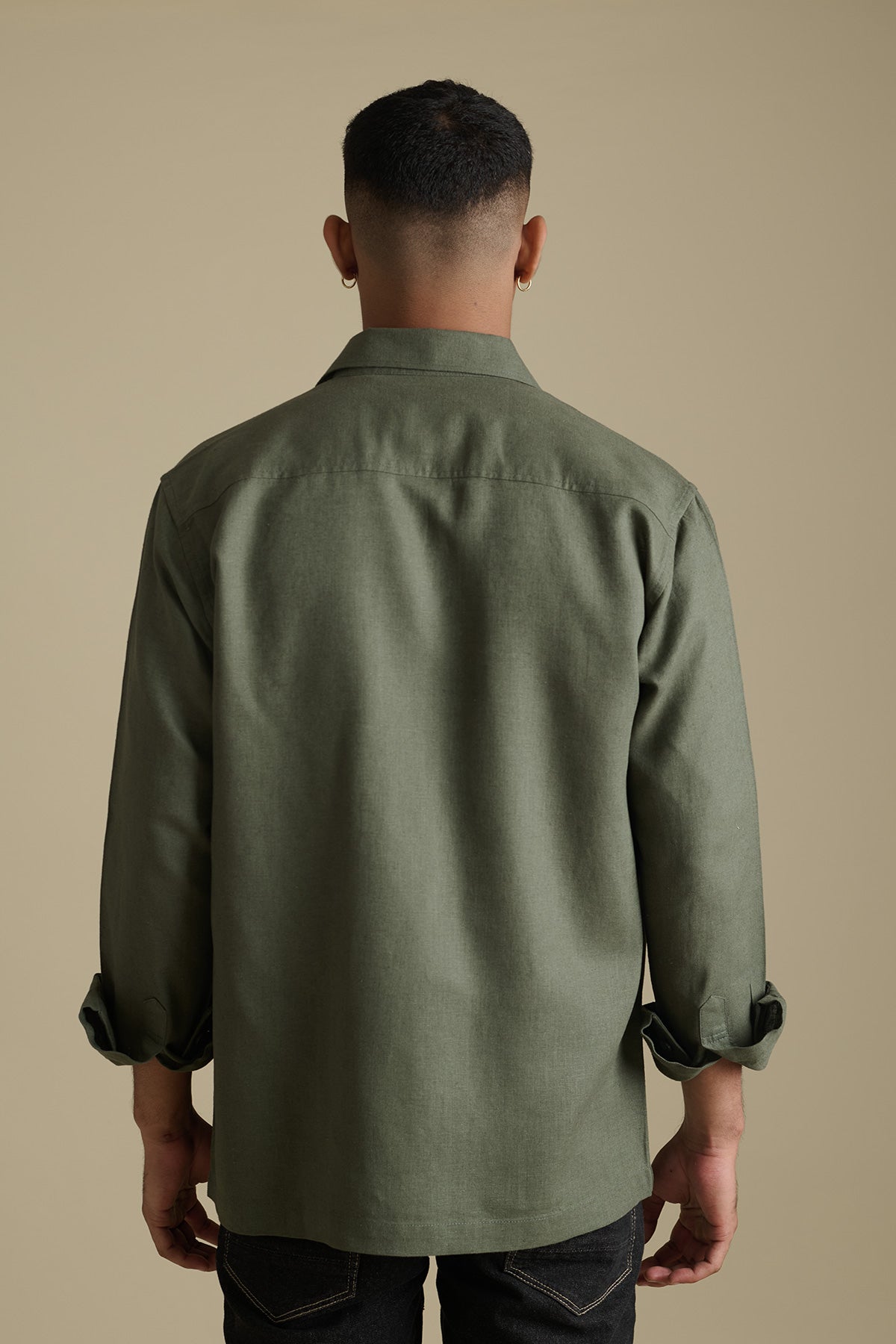 Forest Green Linen Overshirt